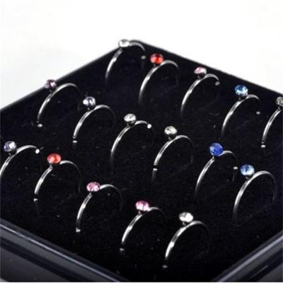 China Casual/Sporting Nose Ring Diamond Inlay Circular Titanium Steel Body Jewelry Packed 18 Stainless Steel Boxes for sale