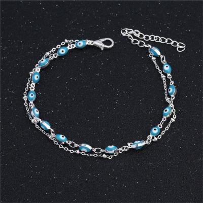 China BOHIME Plated Ribbon Anklets Blue Eye Chain Multilayer Anklets For Women Ocean Wind Beach Charm Anklet Chain for sale