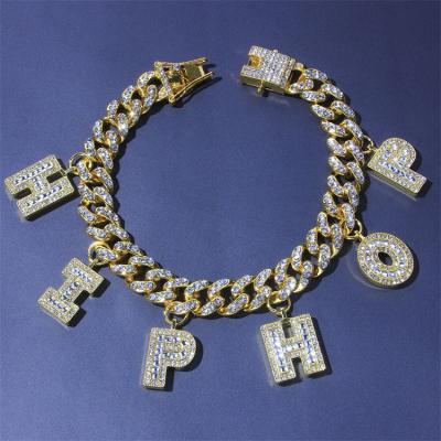 China Vintage Letter Charm Anklet Chain Hip Hop Men Women Foot Jewelry Accessories Chains Rhinestone Alloy Anklet Chain for sale