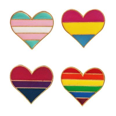 China Easy Love Heart Enamel Pins Rainbow Badge Brooch Men Women Jewelry Combine Fashion Brooches for sale