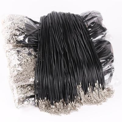 China High Quality Necklaces Lobster Clasp Jewelry Accessories Rope Necklace Black Pendan Wax Leather Necklace for sale