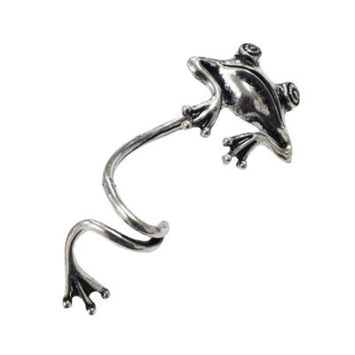 China Eco-Friendly Retro Flat Frog Earring Girls Silver Lady Jewelry Accessories Classical Do Old Ear Cuff Clip for sale