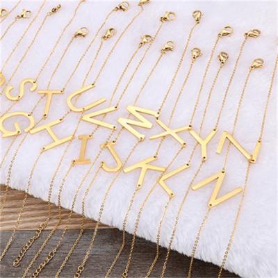 China Bracelets Stainless Steel Gold Bangle Jewelry 26 Letters Fashion Stainless Steel Bracelet Romantic English Jewelry Women for sale