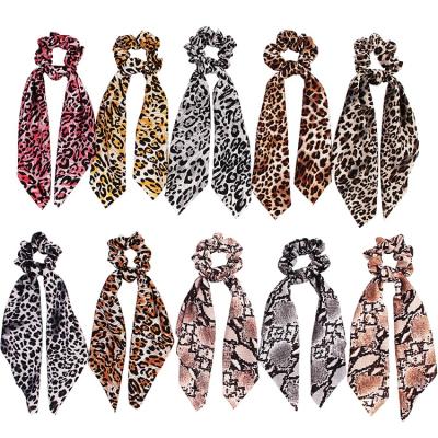 China Lady Kerchief Headband Women Elastic Hair Band Accessories Coils Haires Scrunchies Amazon Fabric Trendy Leopard Print Hair Ties for sale