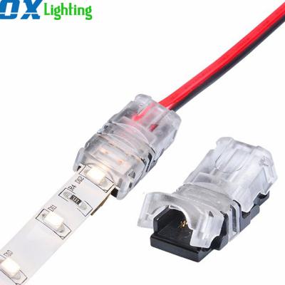 China Led Strip Light 2 Pin Led Strip Connector 8mm LED Strip Free Soldering Connector For Single Color Led Light for sale