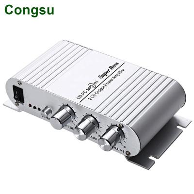 China CONGSU LP-808 Portable 12V MiNi HiFi Super Bass Amplifier 3.5mm AUX. for Motorcycle MP3 Mp4 PC with Volume Control CS8304 for sale