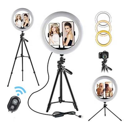 China 10 Inch Extendable LED Selfie Ring Light Tripod Stand Phone Adjustable Phone Holder for iPhone Android for sale