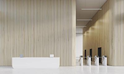 China ODM Laminated Soundproof Veneer Wooden Grooved Acoustic Panel for Office Lobby for sale