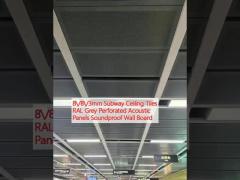 8/8/3mm Subway Ceiling Tiles RAL Grey Perforated Acoustic Panels Soundproof Wall Board 