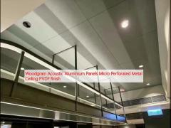 Woodgrain Acoustic Aluminium Panels Micro Perforated Metal Ceiling PVDF finish