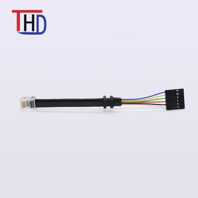 China Customized RJ Electronic With Dupont Wire Assembly With Rubber Clamp for sale