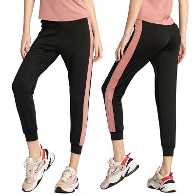 China Customized Breathable Women Elastic Waist Jogger Tracksuits Loose Quick Dry Loose Running Pants With Side Panel for sale