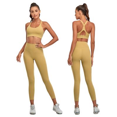 China Women Multi Color 2 Piece Set Breathable Customized Quick Dry Elastic Gym Fitness Clothing Top for sale