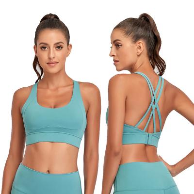 China Solid Color Breathable Material Breathable Exercise Workout Women Sports Bra for sale