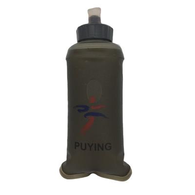 China Customer Logo 600ml BPA/PVC Food Grade Outdoor Sports Sustainable Collapsible Drinking Flask for sale