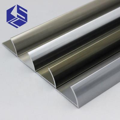 China Tile Pad Tile Protection Attractive Open Round Aluminum Tile Ledge Strip Edge Trim Metal Tile Trim for sale