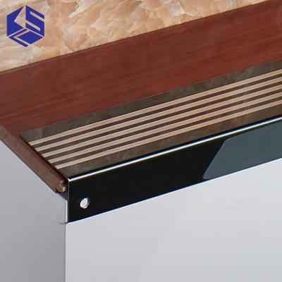 China Hotel 1mm Thickness Stair Tread Stainless Steel Stair Nosing For Vinyl Flooring for sale