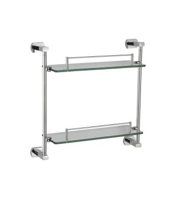 China High Quality Fashion Bathroom Fittings Double Stainless Steel Glass Shelf for sale