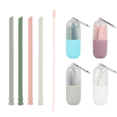 China Wholesale Eco Friendly High Quality Silicone Drinking Straw Foldable Collapsible Silicone Drinking Tool Food Grade Cups Reusable Straw for sale