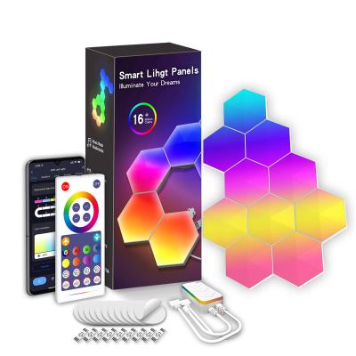 China Remote Control Honeycomb Bedroom Wall Panel Light Hexagon Gaming Atmosphere RGB LED Light Colorful DIY APP Colorful Light for Home for sale