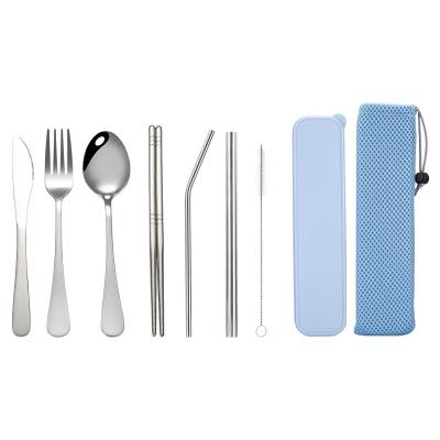 China Viable High Quality 304 Stainless Steel Knife, Fork and Spoon Chopsticks Straw Portable Tableware Advertising Gift Hot Selling Set for sale