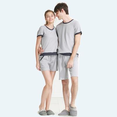 China Gray Pure Breathable Summer Cotton Home Wear For Men's And Women's Sleepwear Cotton Men's Pajamas for sale