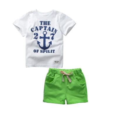 China Boys Kids Clothes Breathable Casual T-shirt Sets Shark Pattern 100% Cotton Pajamas Set Wholesale for sale