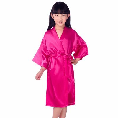 China QUICK DRY Children's Long Robe Silk Nightgown Summer Cardigan Girls Simple Smooth Pajamas Long for sale