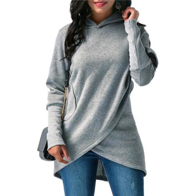 China Anti-wrinkle 2021 Autumn T-shirts Winter Sweater Warm Hooded Sweater Irregular Long Sleeve Sweater for sale