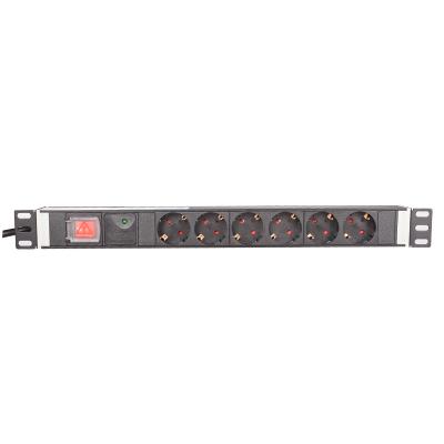 China Data center Customizable 1U/1.5U Surge Protection Power Distribution Units 6 Ways German Standard Socket PDU for sale