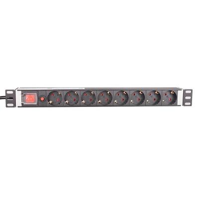 China Cheap Data Center 8 Way GE German PDU 8 Way Overload Protection Rack Cabinet Customizable PDU Socket German Style for sale