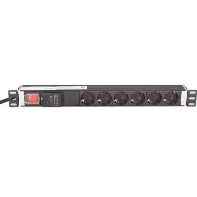 China German Industrial Style SPD Socket 6 Way GE Data Center Rack 1U Rack Horizontal Cabinet PDU for sale