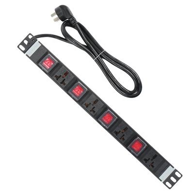 China Customizable Data Center OEM 1U 16A Chinese Standard 4 Attachable Industrial PDU with 4 Sub-control Linear Switches for sale