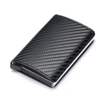 China RFID Blocking Protect Fashion Carbon Fiber Card Holder Aluminum Slim Short Card Holder RFID Blocking Credit Card Wallet for sale