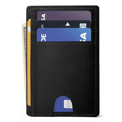 China RFID Blocking 2021 Minimalist Brands RFID Credit Card Holder Designer Men's Ultra-Thin Money Clip For Leather Wallet Amazon for sale