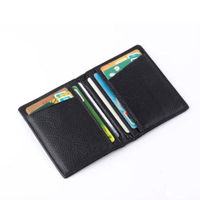 China RFID Blocking Protect Fashion Men Short Pinch Durable Cow Leather ID Credit Card Holder Money Mini Wallet Bag for sale