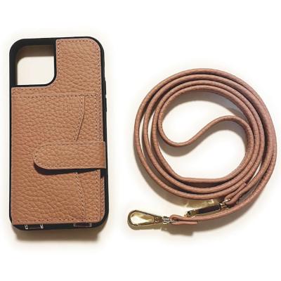 China Fashion Design Waterproof Lanyard Crossbody Leather Mobile Phone Cover Phone Bags and Cases Phone Case Mobile Wallet for sale