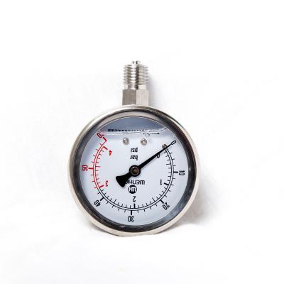 China Beer Brewing Equipment Stainless Steel Beer Fittings Liquid Filled Pressure Gauges 60 PSI INDICATED PRESSURE for sale