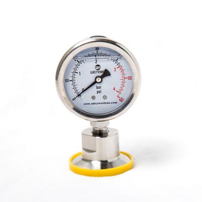 China Sanitary Tri Clamp Fermenter Pressure Gauge Low Conical Gauge 0-6 Bar Stainless Steel Sanitary Gauge for sale