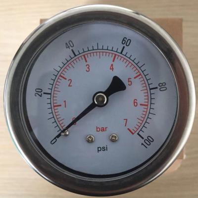 China Beer Equipment Water Pressure Gauge Dial Axial Pressure Gauge BSPT For Accurate Pressure 0-100psi 0-7bar for sale