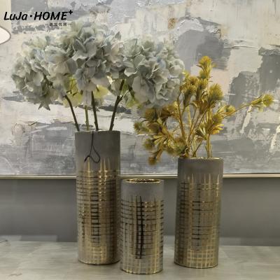 China Art Deco Hot Sales Dining Table Flower Vases Unique Luxury Wider Ceramic Vases Long For Modern Home Decor Flowers And Painting for sale