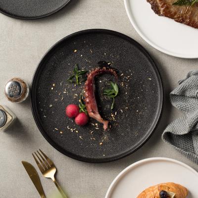 China Sustainable Western Restaurant Matte Creative Flat Plate Black Steak Home Design Eco-Friendly and Lightweight for Food Usage for sale