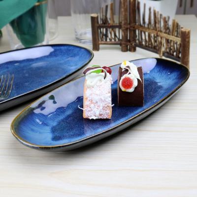 China Sustainable Creative Kiln Transformation Ceramic Home Hotel Restaurant Japanese Restaurant Sushi Plate Vegetable Plate Dining Plate for sale