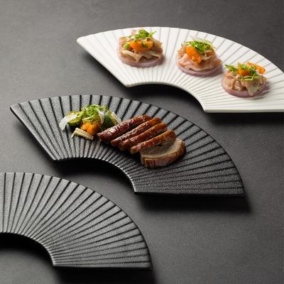 China Sustainable High quality restaurant serving plates, sushi, desserts, dinner tableware, unique fan design for sale