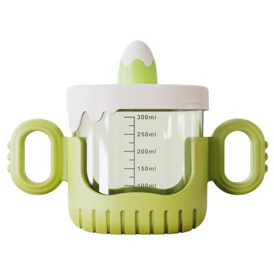 China Sustainable Baby Learns to Drink Baby Straw Cup 1-3 Years Old Fall Protection Strap Handle Scale Milk Drinking Cup Children's Cups Wholesale for sale