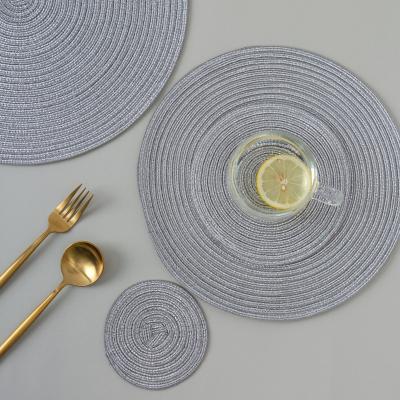 China Sustainable Factory Directly Sells Nordic Cotton Yarn Round Placemat Woven Bamboo Placemat For Wedding Party Home Decoration for sale