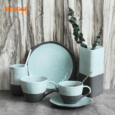 China Sustainable Wholesale Glazed Style Vintage Restaurant Home Kitchen Plate Bowl Tableware Dinner Porcelain Dinnerware Sets for sale