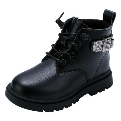 China Wholesale Martins Children Fashion Casual Shoes Deodorization Zipper Rejects Custom Black Leather Straight Kids Sports Shoes for sale