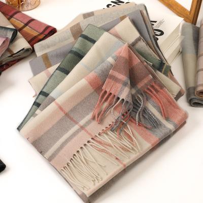 China Plain Dyed Tartan Designer Cashmere Scarf Woven Wool Shawl Custom Warm Classic Winter England Pattern Cashmere Scarf New Arrival Wool Shawl for sale