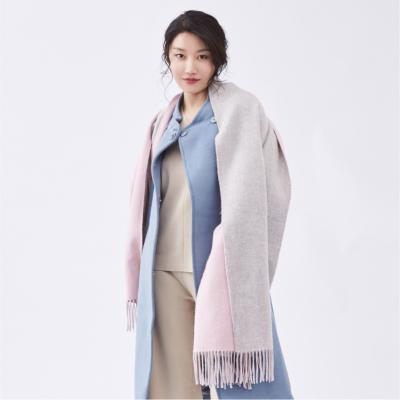 China 2021 newest double large woolen colors wool shawl pure solid soft waist woven scarf for women for sale